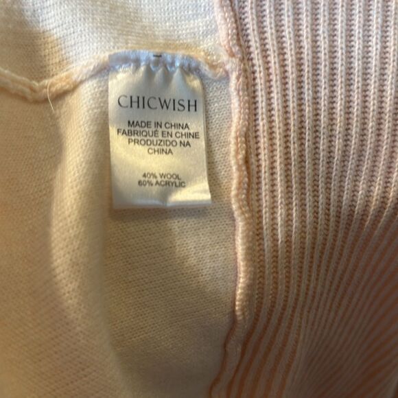 NWT ChicWish Soft Blush Pink Ribbed Hem Drape Open‎ Cardigan Sweater sz M/L - Picture 11 of 11